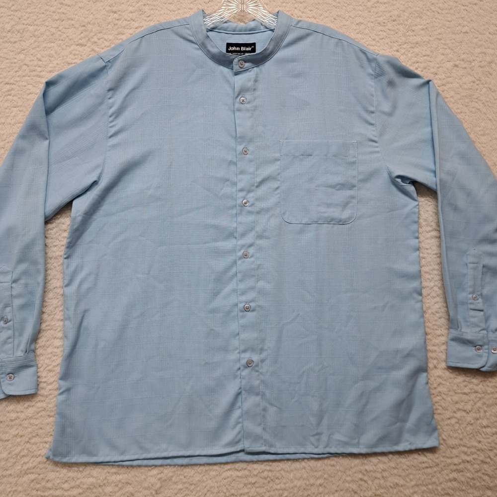 Mens John Blair Button Up Shirt Size Large Long Sleeve Blue India